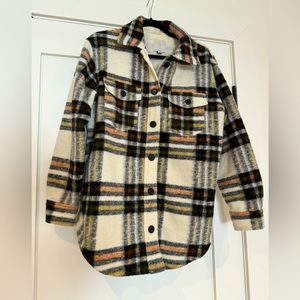 Joie Cream Plaid Shacket Medium